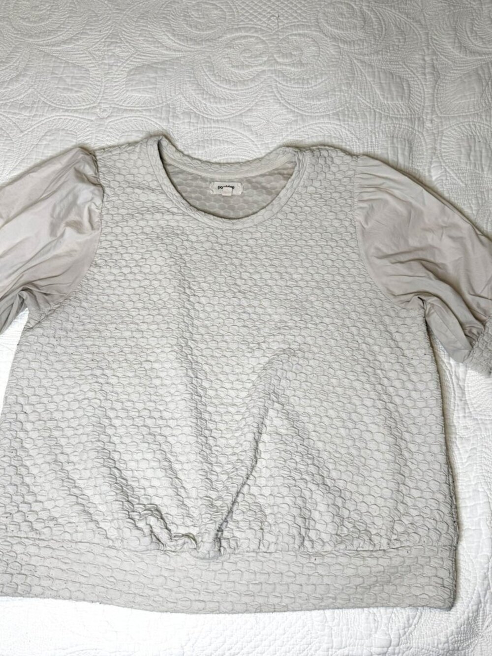 Porridge Clothing Puff Sleeve Textured Top — XL